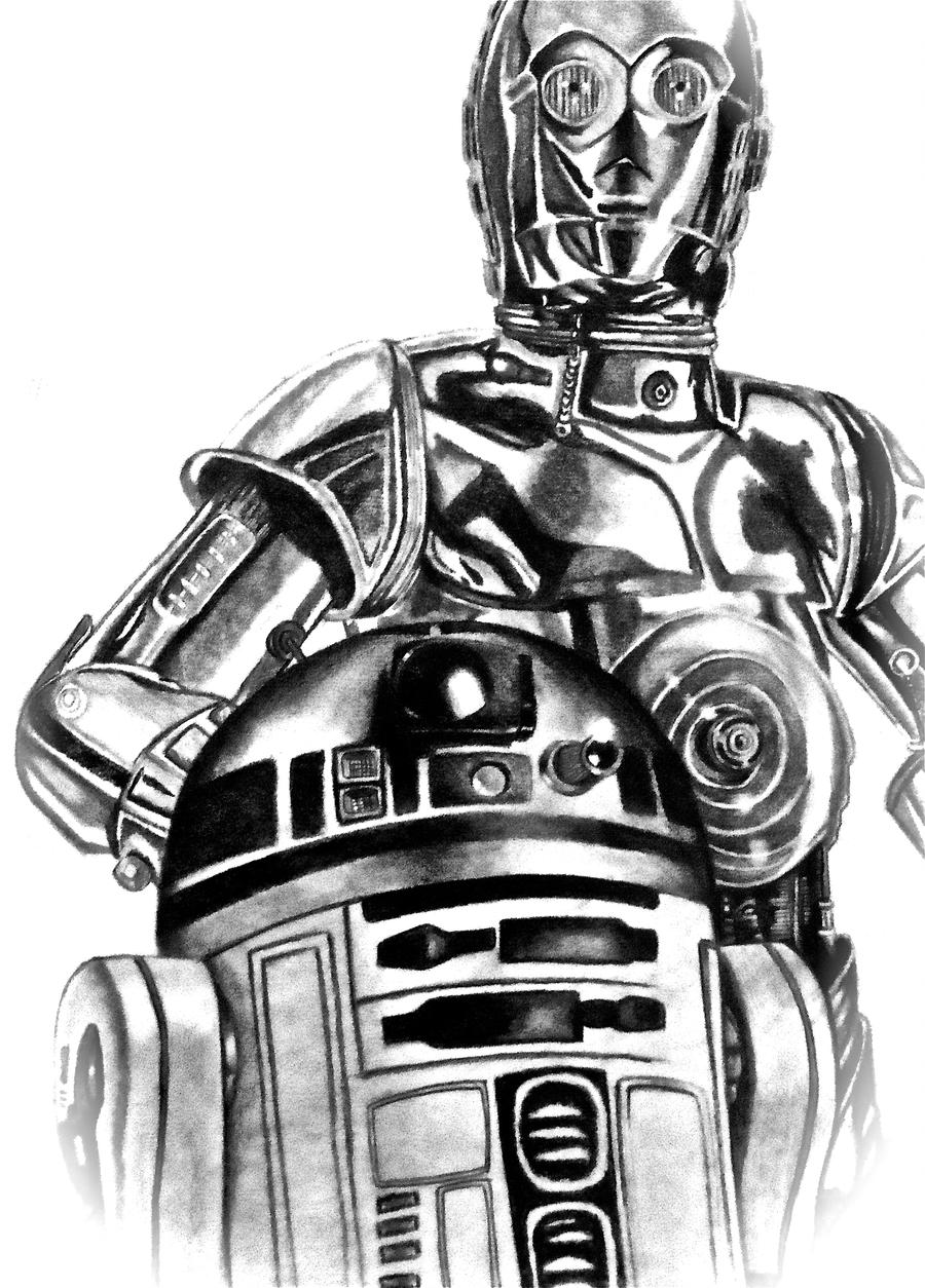 C3P0 and R2D2 in the drawing skywalkergirl1 by skywalkergirl1