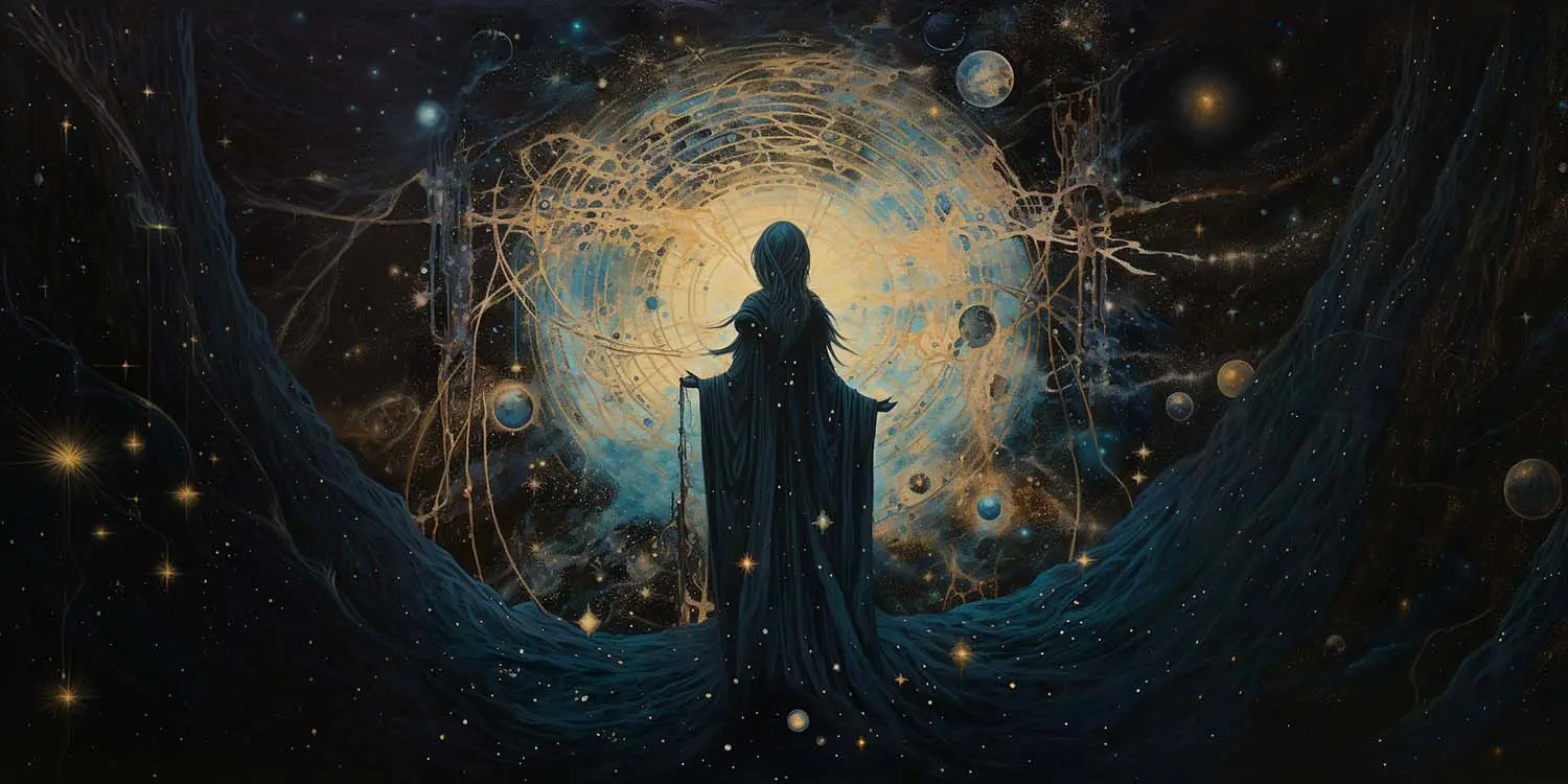 Ethereal cosmic illustration symbolizing Aeon, a timeless witness across mythic epochs and memory.