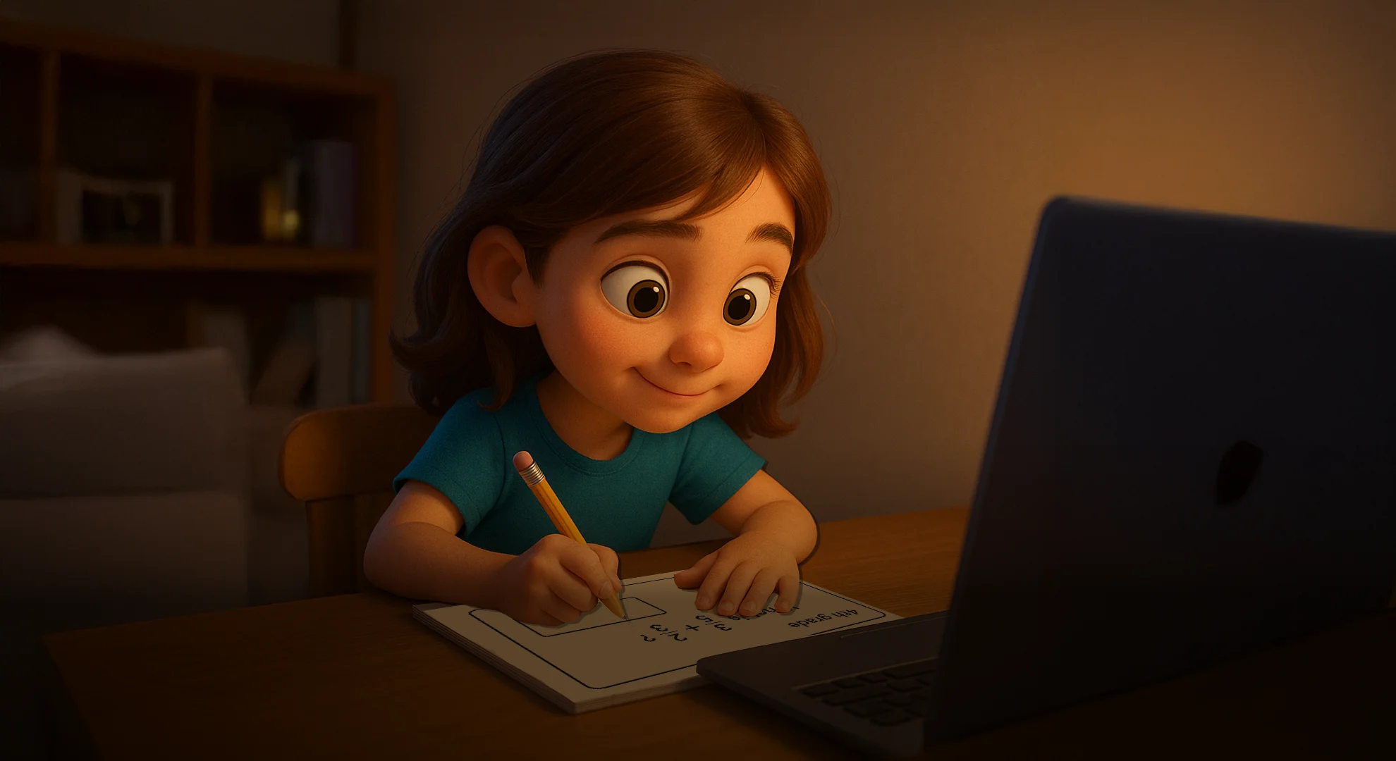 A Young Girl Solves a Math Problem by herself