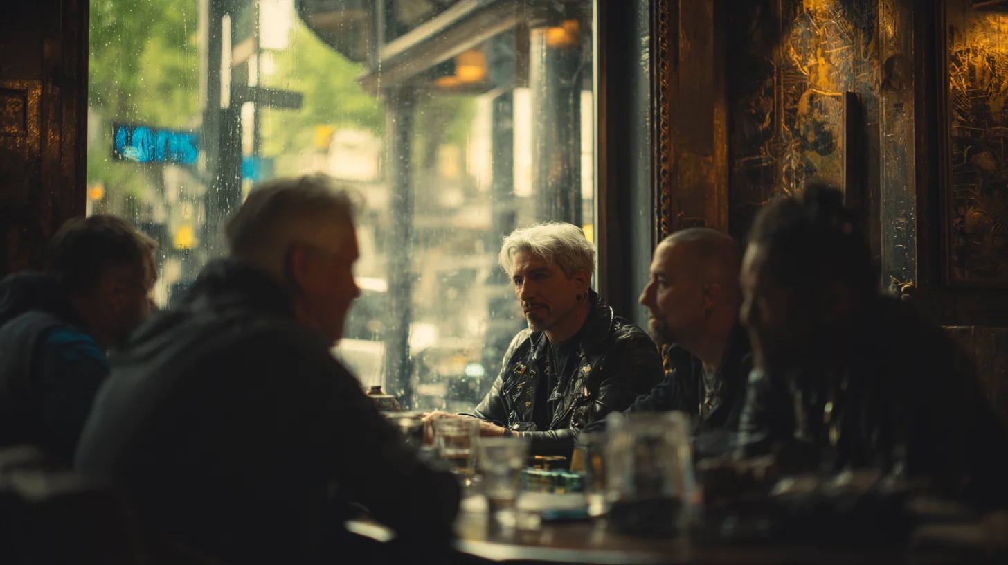 Shadowrunners meeting Mr. Johnson in a discreet Seattle bar before a dangerous job