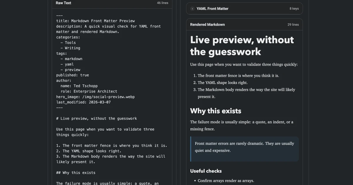 Markdown Front Matter Preview hero image