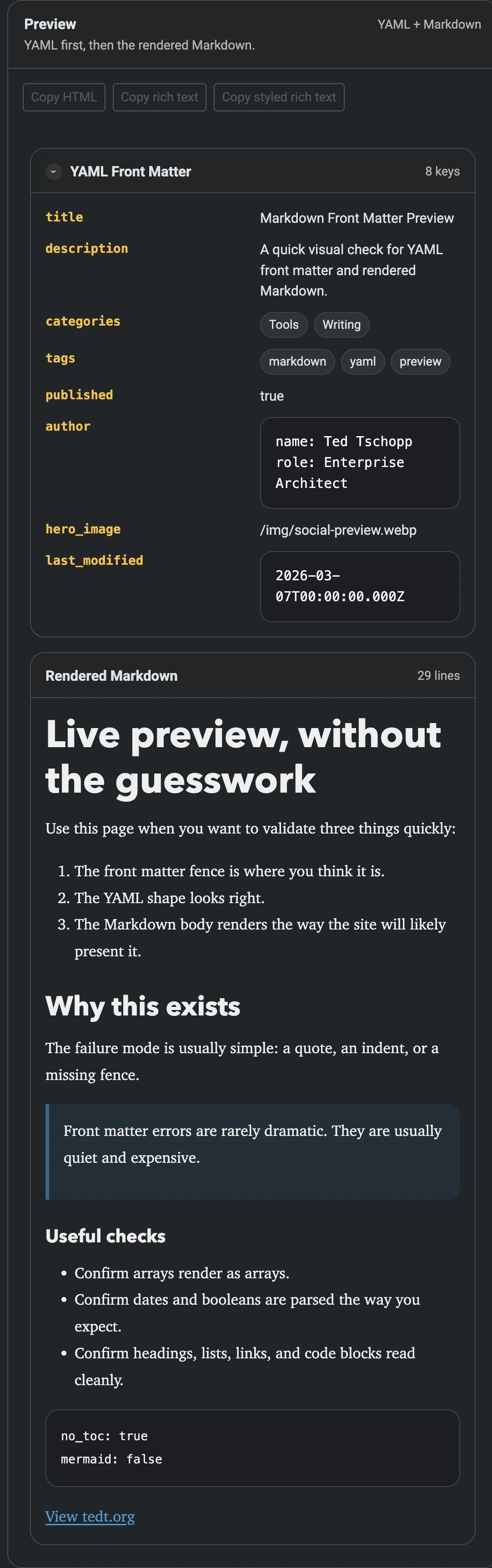 Markdown Front Matter Preview preview column