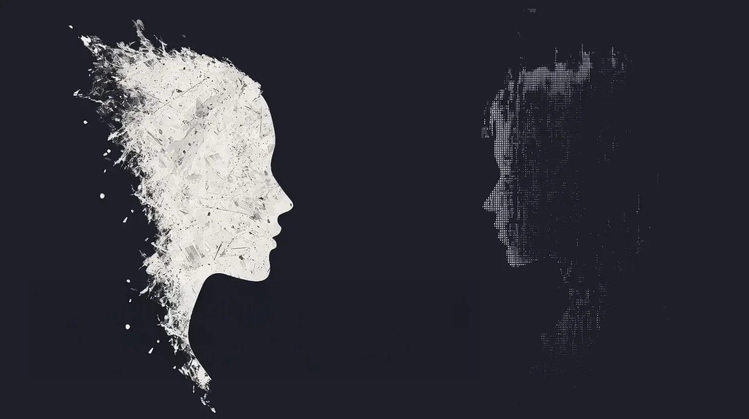 Visual representation of the uncanny valley between human and AI voices by Ted Tschopp