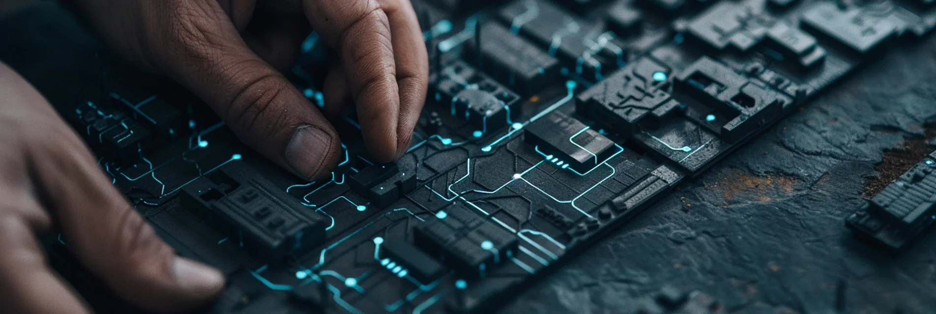 A close view of a vintage computer console with a beige keyboard, built-in screen, and dense control panels full of switches, buttons, and status lights.