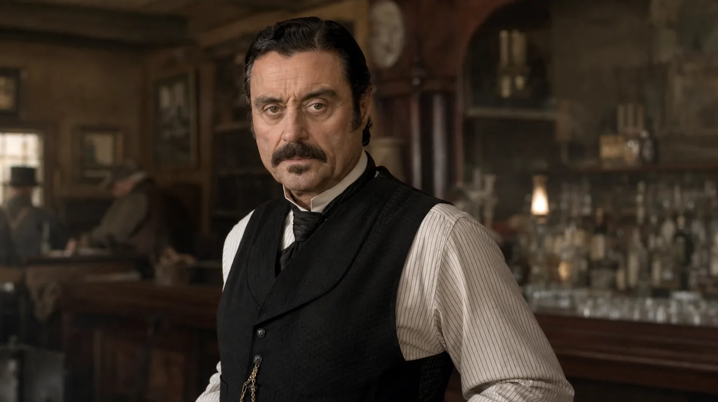 AI-generated photorealistic editorial portrait of Al Swearengen.