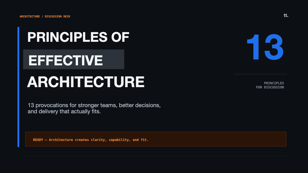 Title slide for Principles of Effective Architecture
